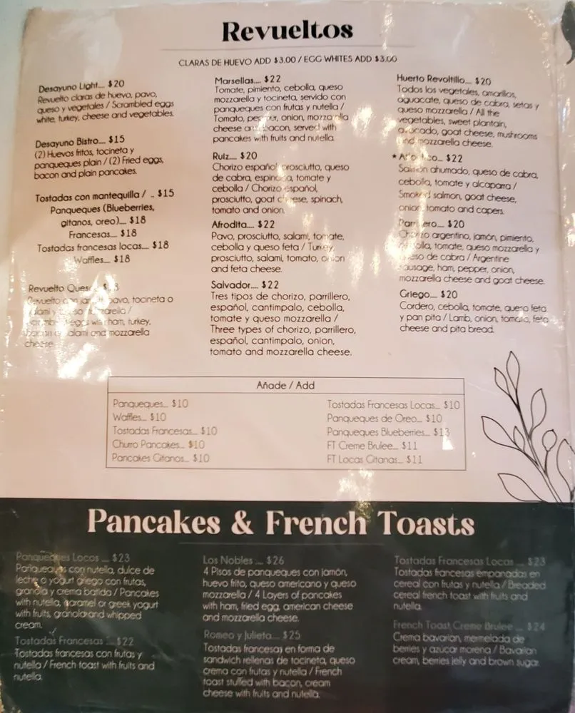 Bistro Cafe Menus